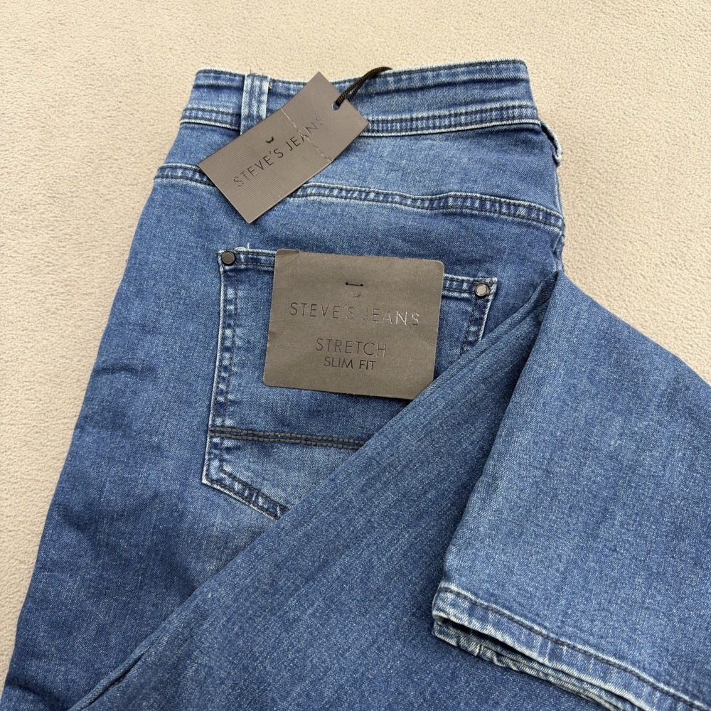 Steve's Jeans 5 Pocket Pants 38x32 Luca Blue Denim Slim Fit Stretch NWT $72
